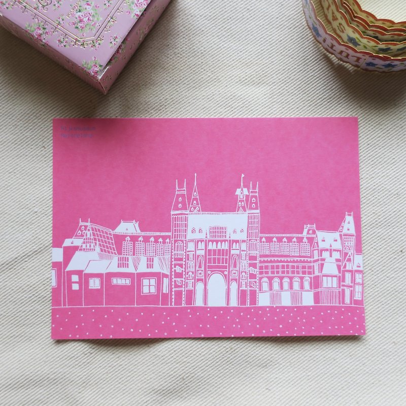 旅行風景オランダ-アムステルダム/イラストはがき - カード・はがき - 紙 ピンク