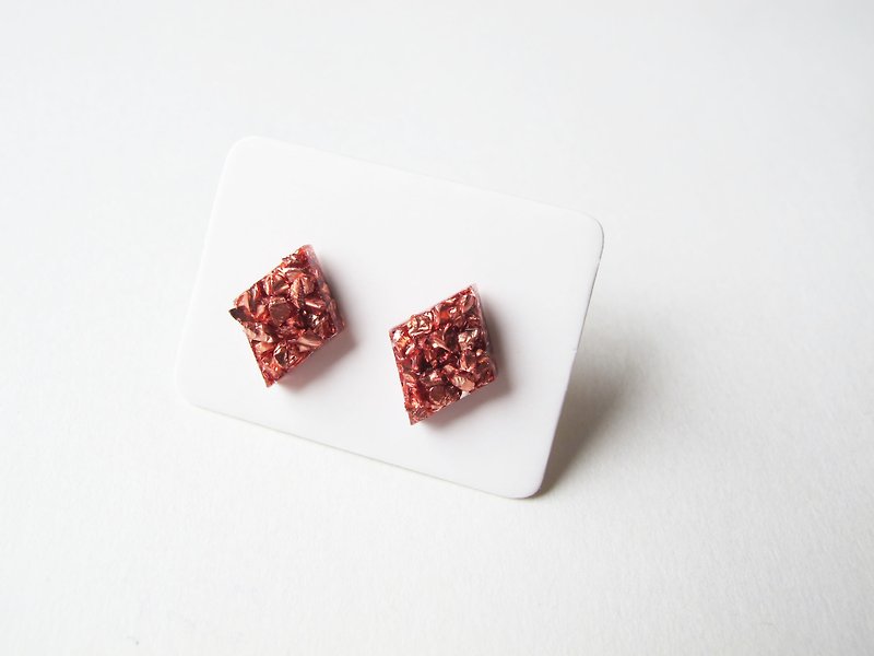  Rosy Garden Bronze rocks chip resin earrings - Earrings & Clip-ons - Other Materials Purple