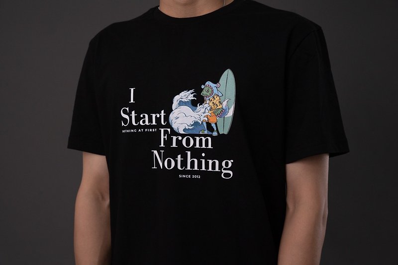 Sean Sean Surf  衝浪小N T-shirt - T 恤 - 棉．麻 黑色