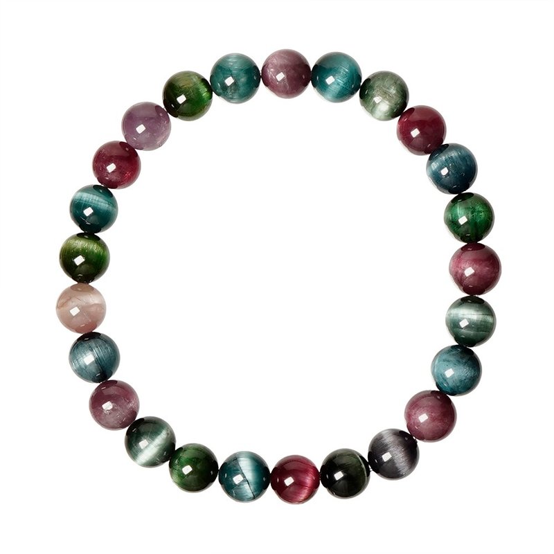 Collector Grade Tourmaline Cat Eyes 7.3-7.8mm Bracelet - Bracelets - Semi-Precious Stones Multicolor