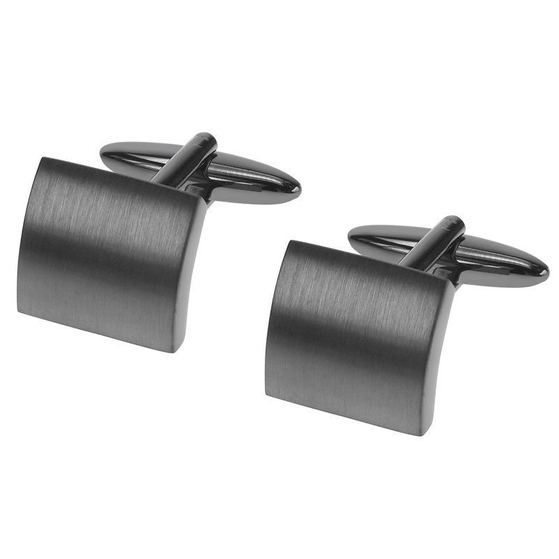 槍黑拉絲弧形袖扣 - 袖扣 - 其他金屬 黑色