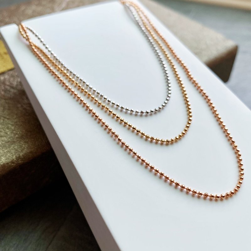 Shimmer beaded textured nude chain (three colors in total) - Necklaces - Copper & Brass Gold