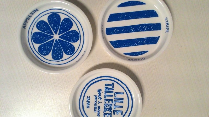 Nordic pattern material, thick small dish, three patterns, a set of refreshing blue Japan limited edition products - จานเล็ก - เครื่องลายคราม สีน้ำเงิน