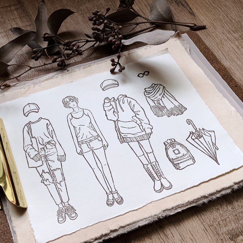 OOTD STAMPS 每天穿搭印章系列01 短髮女孩透明印章 - 印章/印台 - 塑膠 