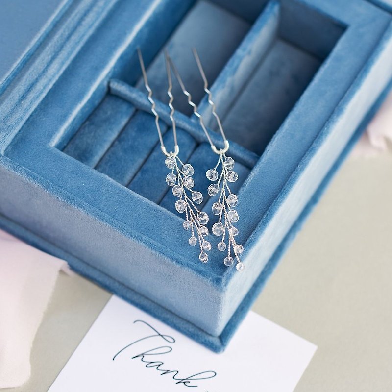 玻璃 髮飾 透明 - Bridal crystal hair pins, wedding head piece, bridesmaid pins