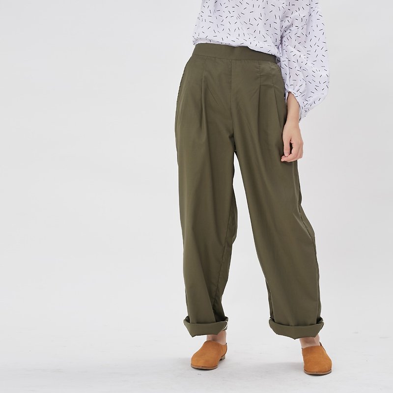 Jacob Wide Leg Pockets Crop Pants Olive green - Women's Pants - Cotton & Hemp Green