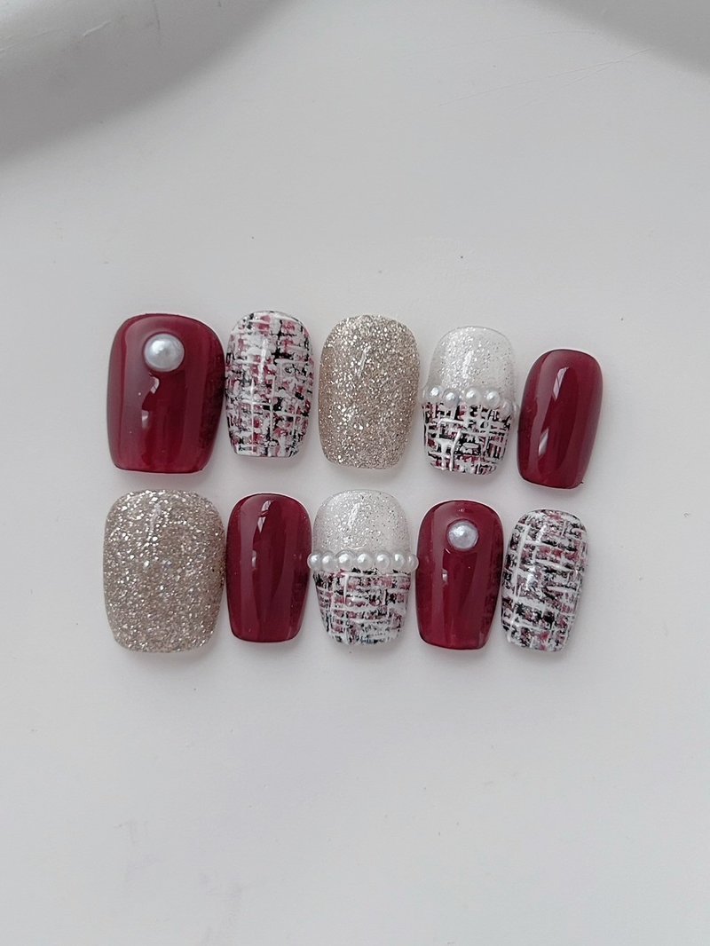 Wine Red Hair// Pre-order handmade nail art nail stickers, nail stickers, nail stickers as gifts - ยาทาเล็บ - วัสดุอื่นๆ 