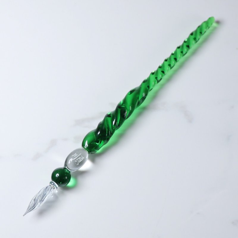 (Spiral shape) MSA glass pen green hand-engraved dip pen stationery made in Taiwan - ปากกาจุ่มหมึก - แก้ว สีเขียว
