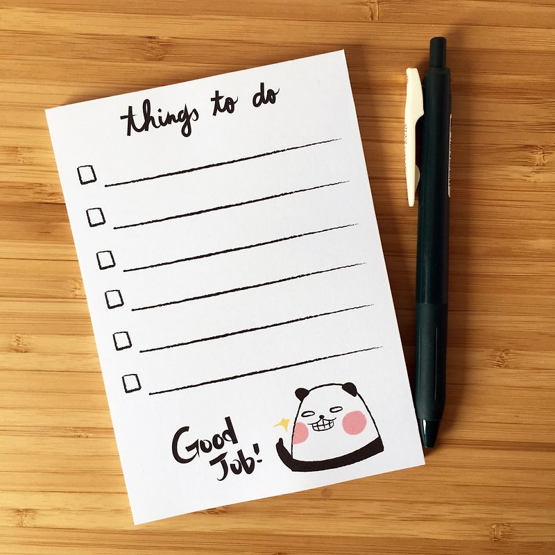 Good Job, Panda! To Do List Memo Pad (With Defeats) - Sticky Notes & Notepads - Paper White