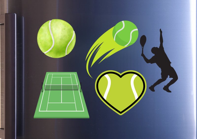 Fridge Magnet Set or Sticker Set - Tennis Fridge Magnet Set - Kitchen Decor - 5 Piece Refrigerator - แม็กเน็ต - วัสดุอื่นๆ หลากหลายสี