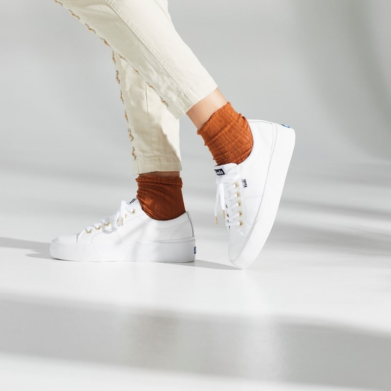 [Opening Celebration] KEDS JUMP KICK DUO simple sports style leather platform shoes WH64960 - รองเท้าลำลองผู้หญิง - หนังแท้ 