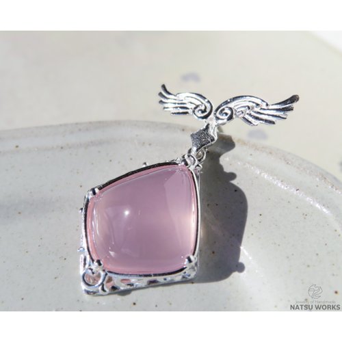 SILVER ローズクォーツ ブローチ ローズクォーツブローチ/ Rose Quartz