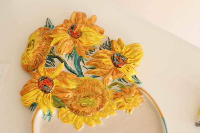 Pre Order Ceramic Plate Sunflower - 碟子/醬料碟/醬油碟 - 陶 黃色