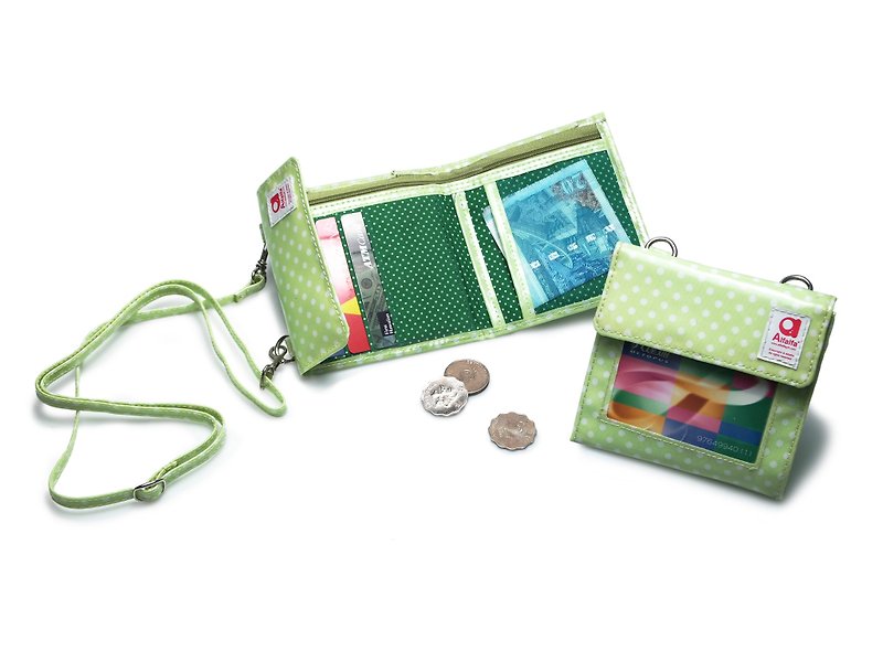 波點旅行掛帶錢包 - 綠色  - 散紙包 - 塑膠 