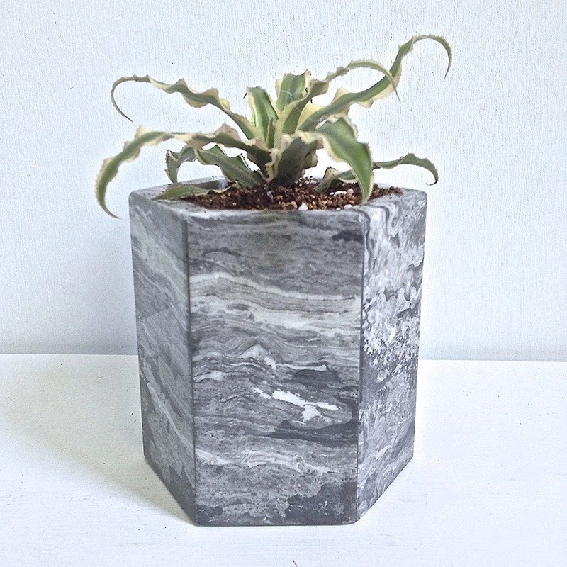 [Italian] Grey Italy Grey marble basin is potted flower home decoration - ตกแต่งต้นไม้ - วัสดุอื่นๆ สีเทา