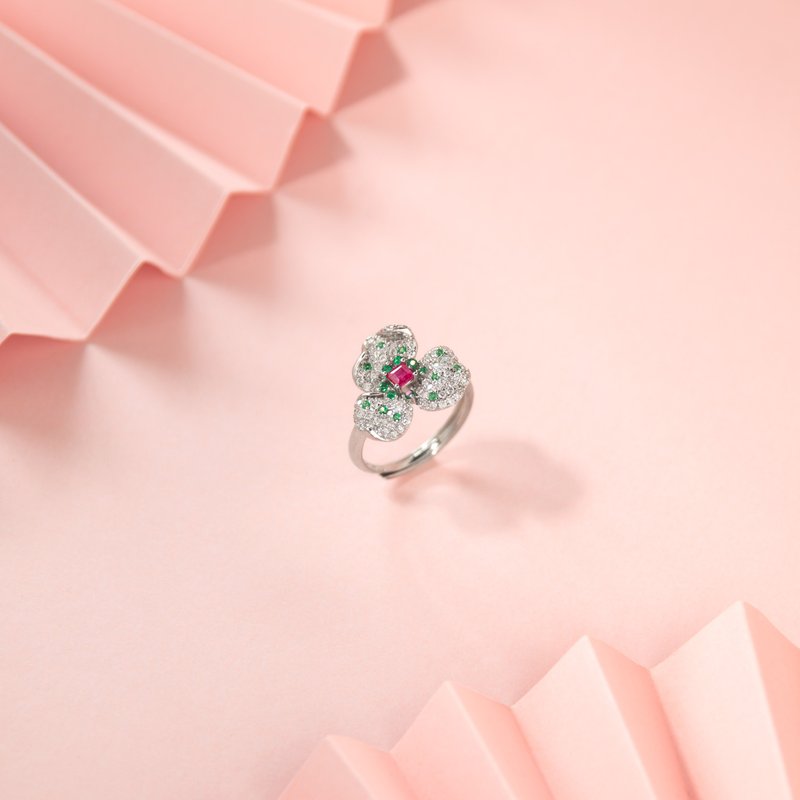 Ruby July Birthstone Stone Shape Sterling Silver Ring - แหวนทั่วไป - เครื่องเพชรพลอย สีแดง