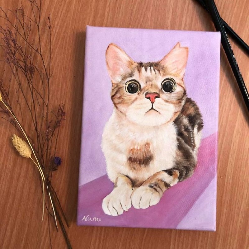 客製寵物畫  貓咪油畫 - 似顏繪/人像畫 - 顏料 