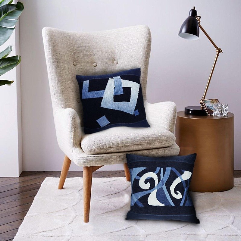 Takuya Aizen - Blue Batik Pillow S / geometric style - Pillows & Cushions - Other Materials Blue