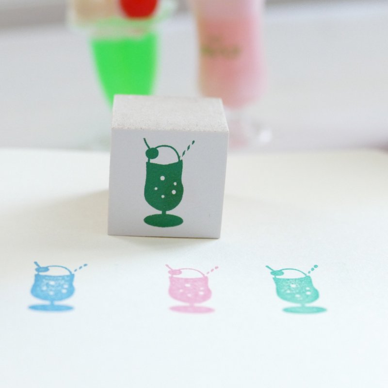 スタンプ クリームソーダ - 印章/印台 - 木頭 白色