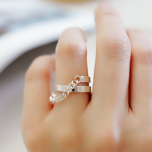 BLUMA銀飾 獨身假期純銀戒指 | 925純銀簡約線條 鍊子戒子 個性 韓風 禮盒