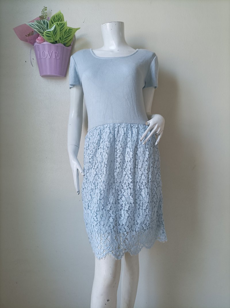 Vintage Koji Watanabe Knited and lace Dress Size M - 洋裝/連身裙 - 棉．麻 