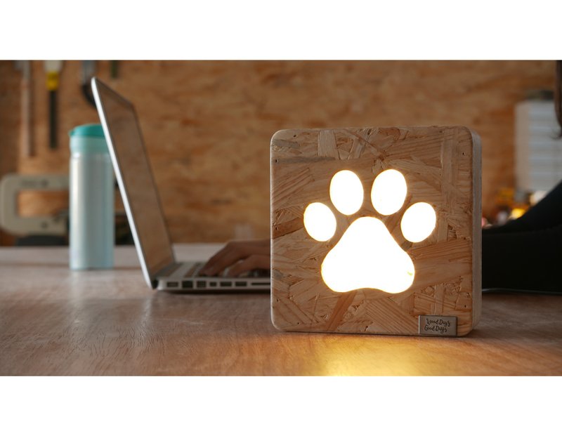 貓狗 腳印 腳掌 木製座枱燈 燈箱 paw 聖誕禮物 交換禮物 - 燈具/燈飾 - 木頭 咖啡色