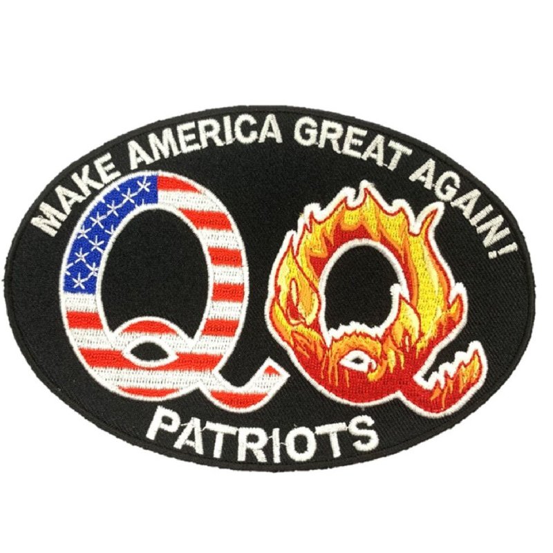 MAGA 讓美國再次偉大 火焰Q 川粉 刺繡布章 貼布 布標 燙貼 徽章 - 徽章/別針 - 繡線 多色