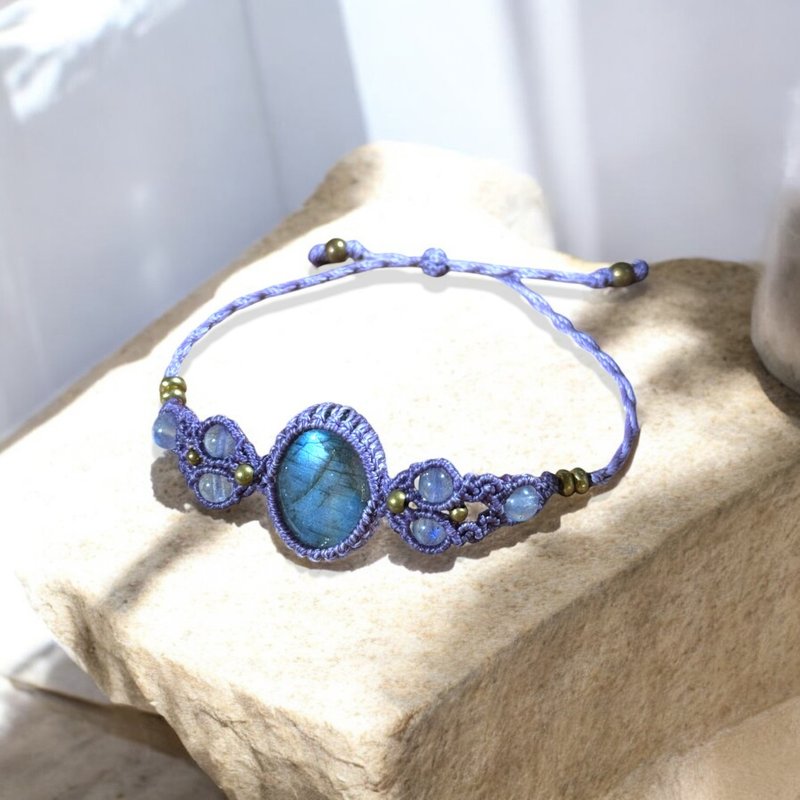 Crystoria Stone | Macrame | South American Wax Thread | Bracelet | Blue Labradorite - Bracelets - Gemstone Purple