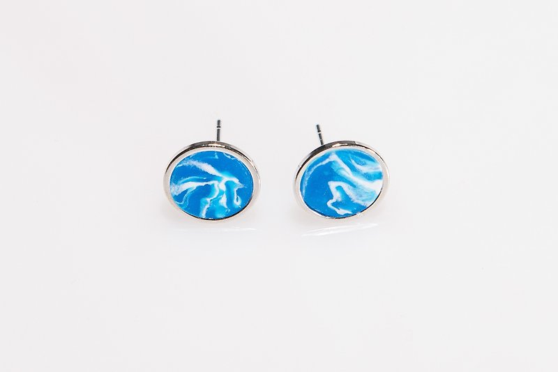 Handmade blue silver earrings - ต่างหู - ดินเหนียว สีน้ำเงิน