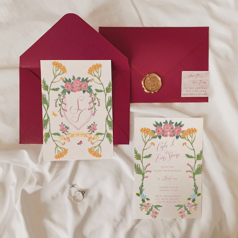 British Garden Wedding Invitation - การ์ดงานแต่ง - กระดาษ สึชมพู