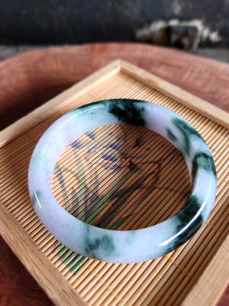 原Miss feng-天然淡紫飄花翡翠手鐲 - 手鍊/手環 - 玉石 