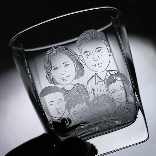 MSA玻璃雕刻 295cc【全家福】(6人Q版)一家人幸福時刻 肖像客製威士忌杯似顏繪