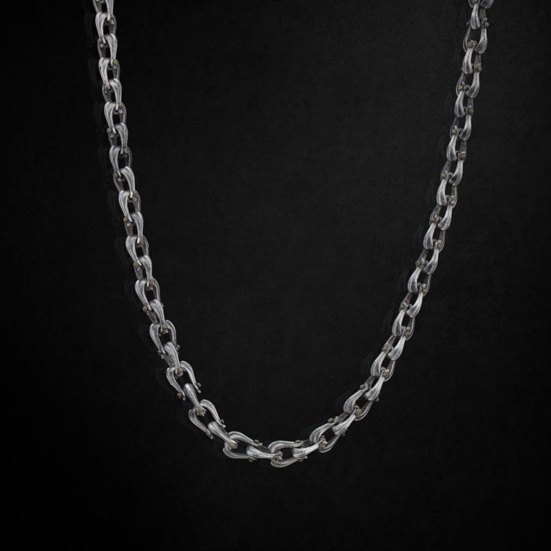 The Caspian - 925k Oxidized Sterling Silver Men's Chain - 長項鍊 - 純銀 