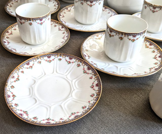 フランス製マグカップセット フランスのヴィンテージの花の形をしたティーポット セラミック