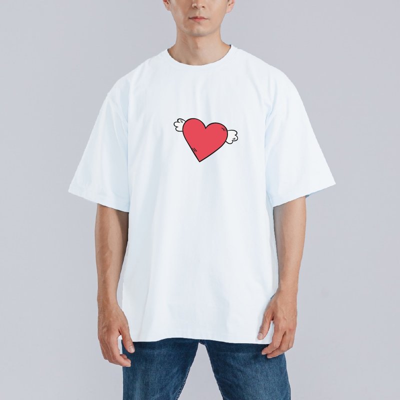 HEART 愛心 翅膀 衣服 寬版 T恤 童裝 吸濕排汗 涼感衣 白T - 男 T 恤 - 棉．麻 多色
