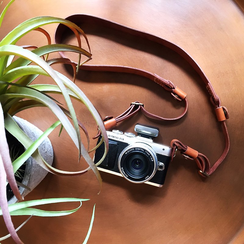 Ochre leather camera strap - Camera Straps & Stands - Genuine Leather Brown