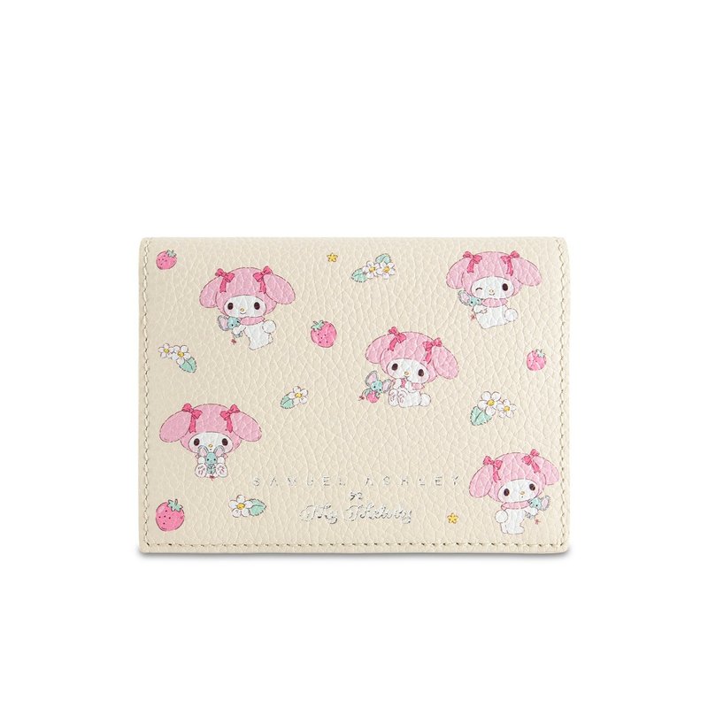 【CROSSOVER】Samuel Ashley x My Melody Bi-fold Leather Wallet - Beige - กระเป๋าสตางค์ - หนังแท้ ขาว