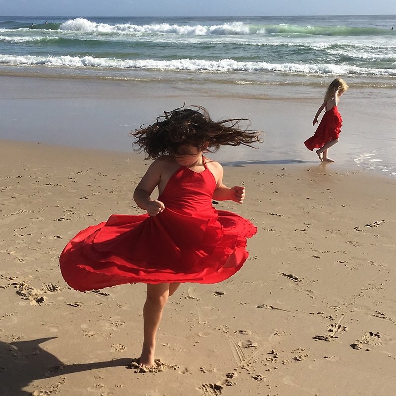 Girls Birthday Party and Christmas Flamenco Dress in Red - ชุดเด็ก - ผ้าฝ้าย/ผ้าลินิน สีแดง
