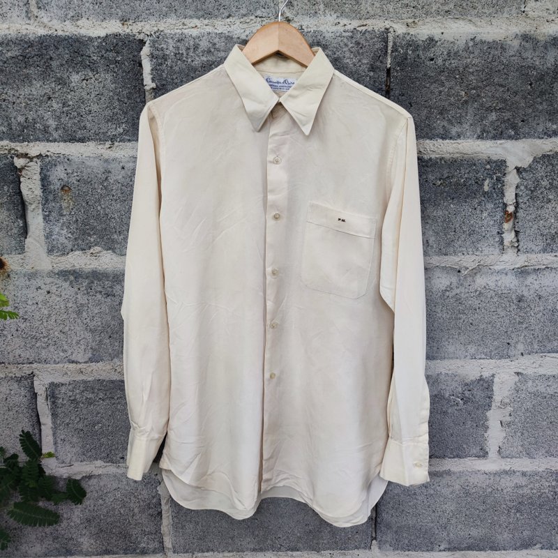 復古襯衫 Camisa d'Ouro Rayon Button Up Shirt - 男襯衫/休閒襯衫 - 棉．麻 卡其色