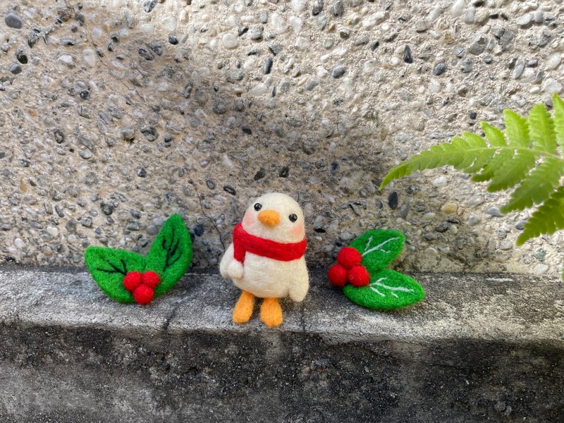 Christmas Red Scarf Cole Duck - ที่ห้อยกุญแจ - ขนแกะ 