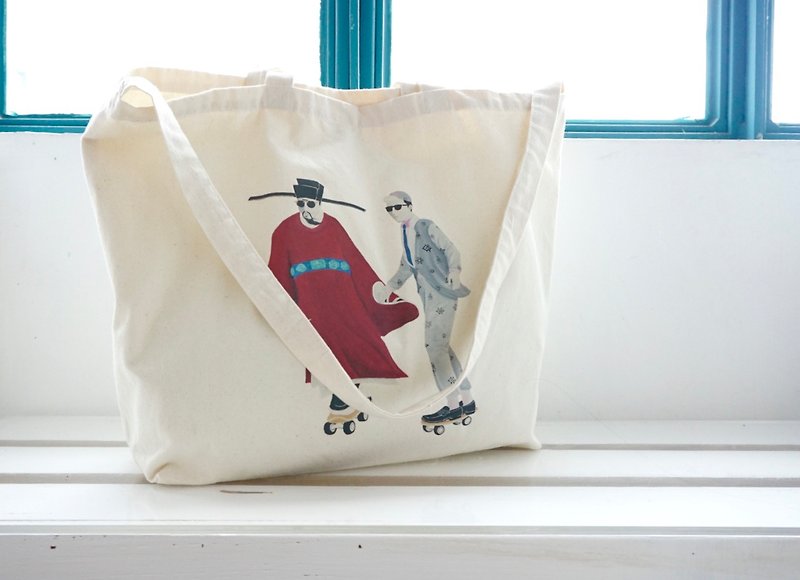Travel across time and space with a cross-back dual-use canvas bag (large strap) Tote Bag - กระเป๋าแมสเซนเจอร์ - ผ้าฝ้าย/ผ้าลินิน 