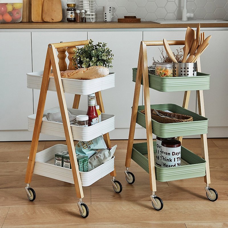 European-style wooden three-layer storage trolley - Other Furniture - Other Metals 