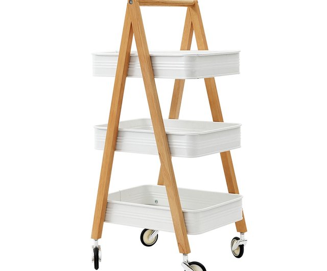 Three-layer wooden trolley / space storage helper / mobile storage / wooden industrial  style - Shop bamtorhome Storage - Pinkoi