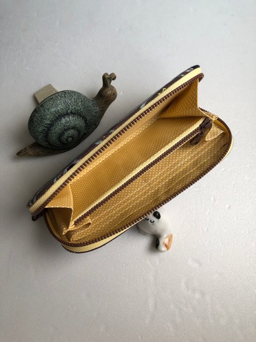 minä 皆川明刺繍リネン[蝶-シアンブルー/ココア底/米底]-ロング