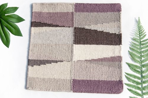 omhandmade 純羊毛地毯 墨西哥毯 針織手工織布地毯 野餐墊 民族風-葡萄紫色