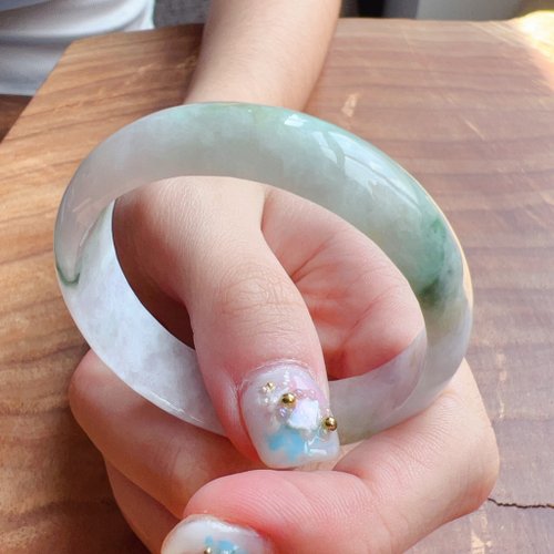 瓔珞珠寶盒 E.L.Jewelry Box 飄綠花翡翠寶寶鐲手鐲 | 14圍 | 天然緬甸A貨翡翠|送禮