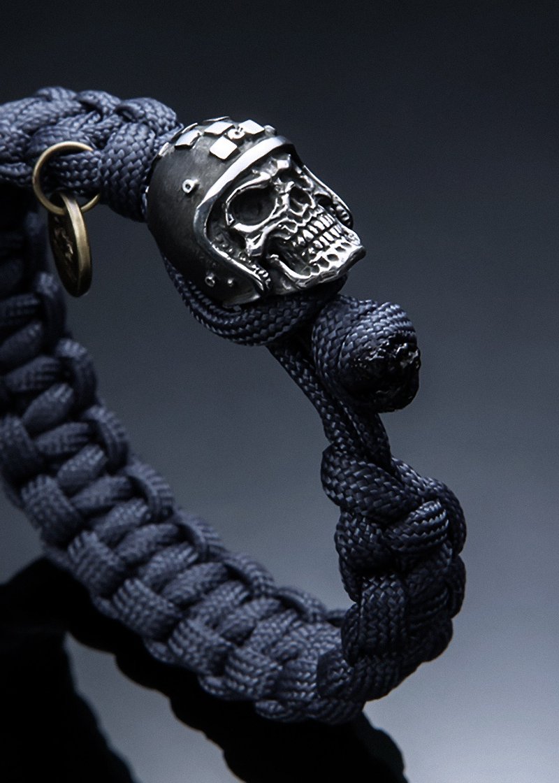 Helmet Skull Survival Bracelet Hard Hat Skull Survival Bracelet - Navy Blue - Bracelets - Sterling Silver Multicolor