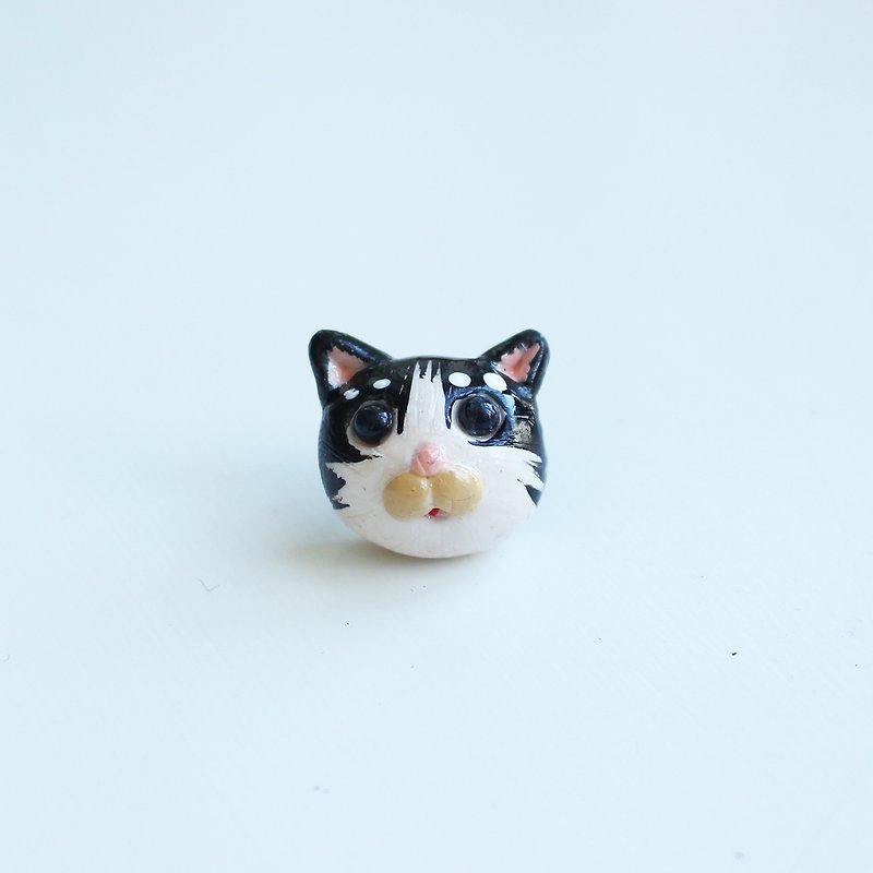牛の猫のイヤリングのクリップオンイヤリングI猫の国民 - ピアス・イヤリング - 陶器 ブラック