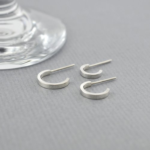GreenRock Jewelry 極簡C形針式耳環(單只) 925純銀