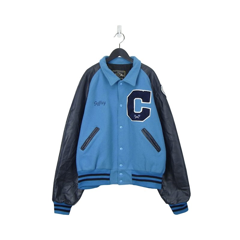 A‧PRANK: DOLLY :: American vintage VINTAGE blue lacquered tennis ball leather sleeveless baseball jacket (J711083) - เสื้อโค้ทผู้ชาย - ผ้าฝ้าย/ผ้าลินิน 